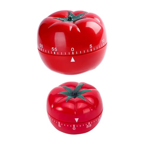 TOGEVAL 2 Stück Mechanischer Küchentimer Tomatenform Küchenwecker mit Alarm Koch Countdown Timer für Backen Kochen und Haushalt von TOGEVAL