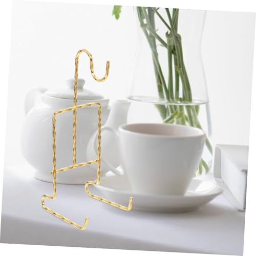 TOGEVAL 2 Stück Metall Display Ständer Goldfarbene Kaffeetassenhalter mit Stabilem Langlebigem Design für Teller Bilderrahmen Dekoration und Vielseitige Aufbewahrung im Wohn von TOGEVAL