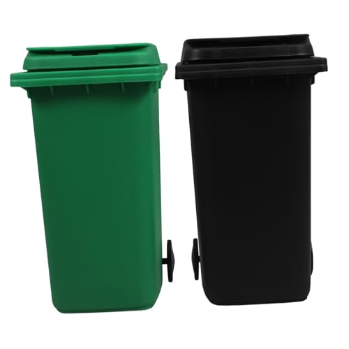 TOGEVAL 2 Stück Mini Desktop Mülleimer mit Deckel Kleiner Schreibtisch Organizer und Stiftehalter Platzsparender Mini Tischmülleimer für Büro und Küche Dualfunktional als Abfallbehälter von TOGEVAL