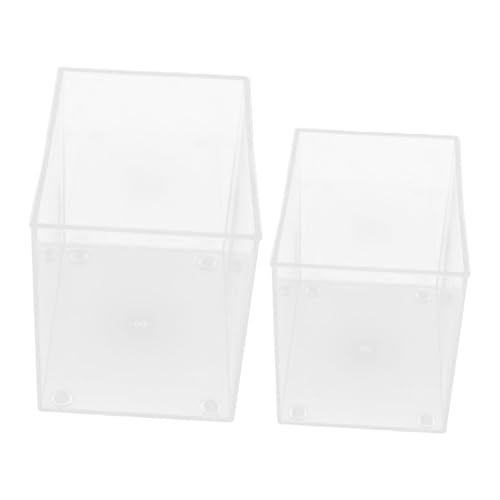 TOGEVAL 2 Stück Mini Fischbecken für Betta Klarer Transparenter Kunststoff Aquarium mit Offenem Design Kompakt Tragbar für Schreibtisch Büro Schlafzimmer Vielseitig Nutzbar von TOGEVAL