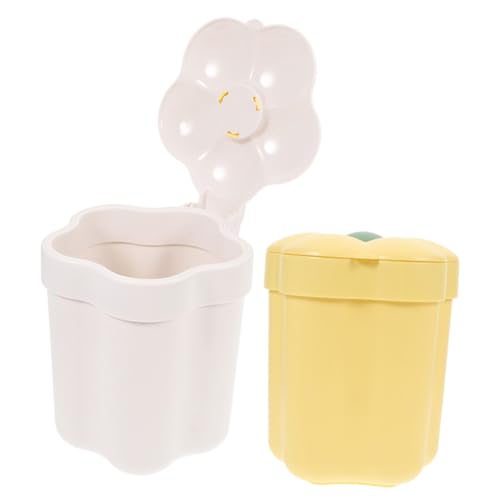 TOGEVAL 2 Stück Mini Mülleimer Kreativer Abfallbehälter im Cartoon Design Tisch mit Deckel für Büro Kinderzimmer und Zuhause Weiß Gelb TOGEVAL 2 Stück Mini Mülleimer Kreativer Abfallbehälter im Cartoon Design Tisch mit Deckel für Büro Kinderzimmer und Zuhause Weiß Gelb von TOGEVAL