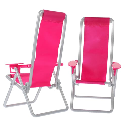 TOGEVAL 2 Stück Mini Strandstuhl Simulation Klappstuhl für Puppenhaus Deko Mini Liegestuhl für Garten Zuhause und Fotografie Accessoires von TOGEVAL
