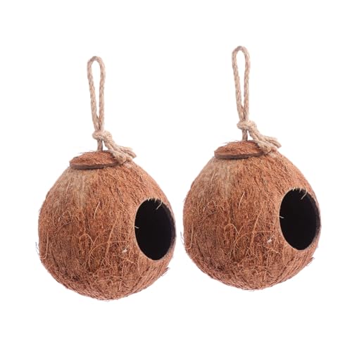 TOGEVAL 2 Stück Natürliches Kokosnussschalen Vogelnest Robustes Tragbares Vogelhäuschen zum Aufhängen Dekoratives Nistmaterial für Papageien Wellensittiche und Vogelkäfige TOGEVAL 2 Stück Natürliches Kokosnussschalen Vogelnest Robustes Tragbares Vogelhäuschen zum Aufhängen Dekoratives Nistmaterial für Papageien Wellensittiche und Vogelkäfige von TOGEVAL