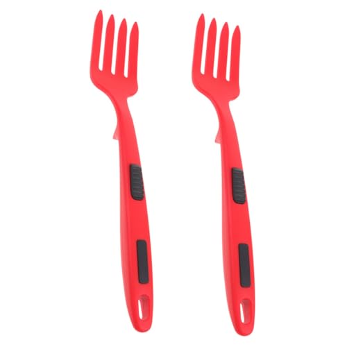 TOGEVAL 2 Stück Silikon Kochgabel Flexibel Hitzebeständig Bpa frei Große Gabeln Wiederverwendbar für Pasta und Braten in Frischem Rot von TOGEVAL