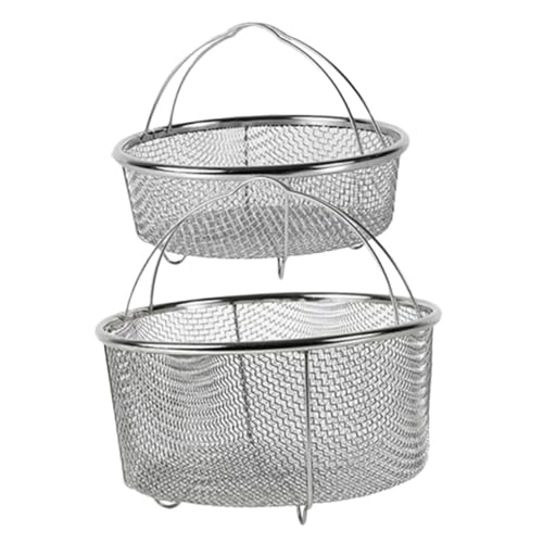 TOGEVAL 2 Stück Teiliges Edelstahl Dampfkorb mit Griff und Stand Multifunktionaler Küchen Metallkorb zum Dampfgaren Frittieren Abtropfen von Gemüse Obst und Pasta Robust und Vielseitig von TOGEVAL