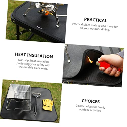 TOGEVAL 2 Stück Teiliges Feuerfestes Isolierpad Hitzebeständigem Material Rutschfestes Tragbares Grill und Picknick Isolierkissen für Camping Outdoor Barbecue Hitzeschutz und von TOGEVAL