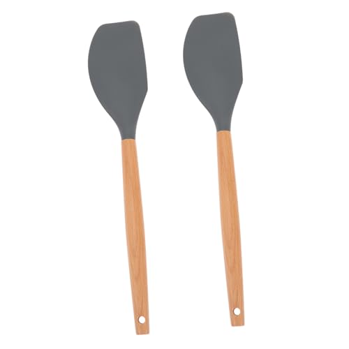 TOGEVAL 2 Stück Teiliges Küchen Silikonspatel mit Ergonomischem Holzgriff Hitzebeständig Flexibel zum Mischen Formen und Schaben Platzsparend durch Aufhängeöse Geeignet für von TOGEVAL