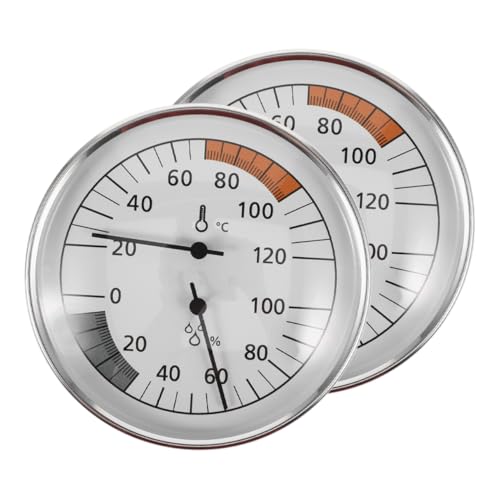 TOGEVAL 2 Stück Teiliges Sauna Thermometer Hygrometer Präzises Indoor Temperatur und Feuchtigkeitsmessgerät mit Großer Anzeige Hohe Sensitivität Geeignet für Dampfbad und Saunaräume von TOGEVAL