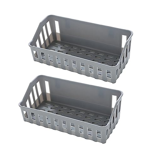 TOGEVAL 2 Stück Traceless Badezimmer Regal ohne Bohren Rechteckiges Leicht Graues Kunststoff Wandregal mit Saugnapf Hohles Design für Bad und Toilette zur Trockenen Aufbewahrung von TOGEVAL