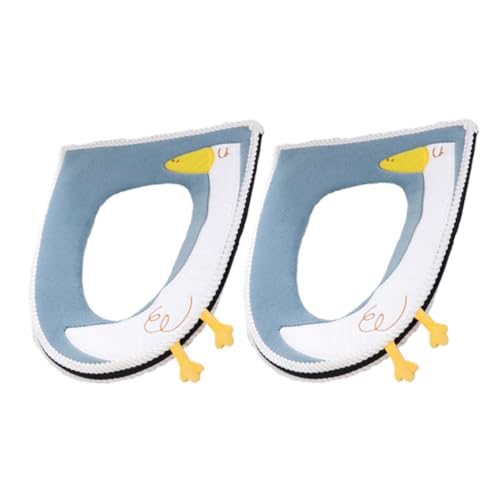 TOGEVAL 2 Stück Waschbare Wasserfeste Toilettensitzauflagen mit Griff Gepolstert für Extra Bequemlichkeit und Wärme Passend mit Eleganter Stickerei Weiche Sitzmatte für Bad und Winter von TOGEVAL