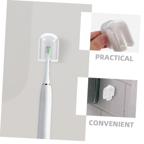 TOGEVAL 2 Stück Zahnbürstenhalter für Badezimmer ohne Bohren mit Abnehmbarem Staubschutz Wandmontage Kunststoff Halterung zur Hygienischen Aufbewahrung Praktisch und Langlebig von TOGEVAL