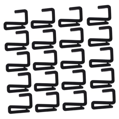 TOGEVAL 20 Stück Schwarze Kunststoff S haken Flach Vielseitig für Küche Bad Büro zum Aufhängen von Handtüchern Kleidung Taschen Flexibler Halt an Runden und Eckigen Stangen von TOGEVAL