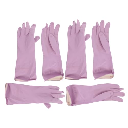 TOGEVAL 3 Paare Wiederverwendbare Latex Spülhandschuhe Kurze Lila Haushaltshandschuhe Strapazierfähige Küchenhandschuhe für Geschirrspülen Schützende Arbeitshandschuhe für Hausputz und TOGEVAL 3 Paare Wiederverwendbare Latex Spülhandschuhe Kurze Lila Haushaltshandschuhe Strapazierfähige Küchenhandschuhe für Geschirrspülen Schützende Arbeitshandschuhe für Hausputz und von TOGEVAL