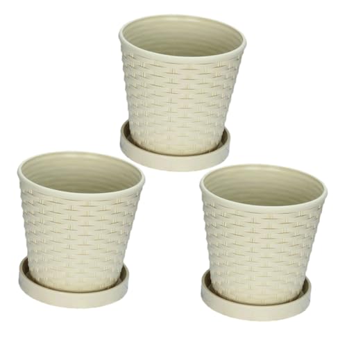 TOGEVAL 3 Sätze Resin Blumen Pflanzgefäße Atmungsaktiv Beige Kreative Sukkulenten Töpfe für Garten Balkon Wohnzimmer mit Integriertem Wasserauffangbehälter TOGEVAL 3 Sätze Resin Blumen Pflanzgefäße Atmungsaktiv Beige Kreative Sukkulenten Töpfe für Garten Balkon Wohnzimmer mit Integriertem Wasserauffangbehälter von TOGEVAL