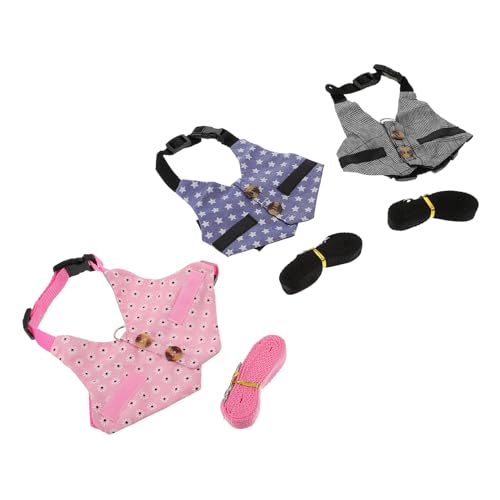 TOGEVAL 3 Sätze Teiliges Kaninchen Geschirr mit Leine und Eleganter Weste Kleine Haustierkleidung für Alltag und Party Bequem Modisch Geeignet für Gesunden Auslauf und von TOGEVAL