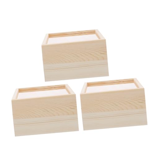 TOGEVAL 3 Stück Box Mit Ausziehbarem Deckel Unvollendete Vitrine Süßigkeitenbehälter Keksdosen Süßigkeiten Verpackungsboxen Schmuck Aufbewahrungsbehälter Rezept Truhenrahmen von TOGEVAL
