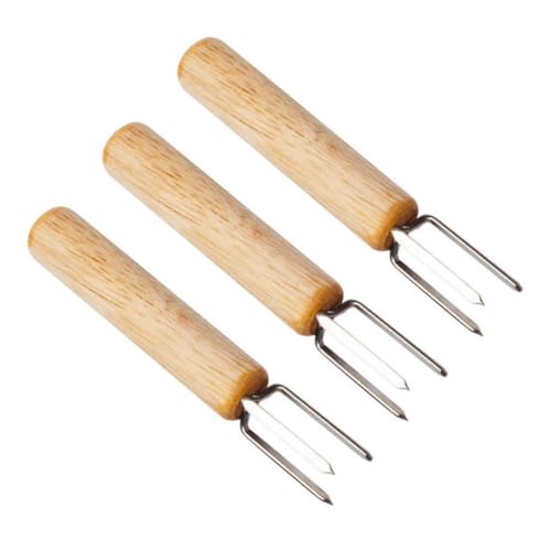 TOGEVAL 3 Stück Teiliges BBQ Maisgabel mit Holzgriff Grillgabeln für BBQ Tragbare Maishalter für Grill und Camping Grillutensilien für Outdoor von TOGEVAL