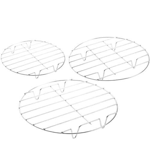TOGEVAL 3 Stück Teiliges Edelstahl Dampfgarer Rack Hitzebeständig Multifunktional für Gemüse Fisch Eier Dampfgaren Rutschfestes Leicht zu Reinigendes Küchentool von TOGEVAL