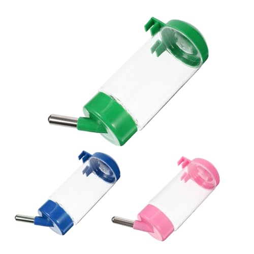 TOGEVAL 3 Stück Teiliges Hängendes Haustier Wasserspender Auslaufsicherer Hamster und Kaninchen Trinkflasche Druckfest Einfache für Kleine Nagetiere und Meerschweinchen von TOGEVAL
