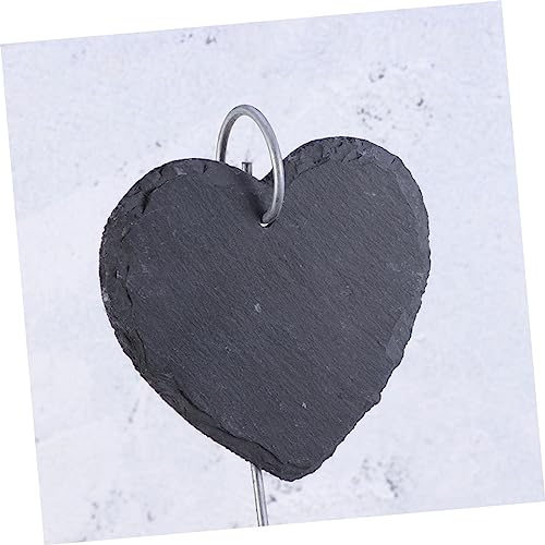 TOGEVAL 3 Stück Teiliges Herzförmiges Pflanzenschild aus Schiefer für Garten Pflanzenkennzeichnung Wetterfest Einfache Handhabung für Blumen Kräuter Obstbäume Dekorative Gartenstecker von TOGEVAL