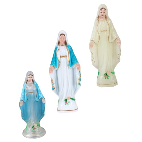 TOGEVAL 3 Stück Teiliges Religiöse Figuren Nachtlicht Blaue Transparente aus Langlebigem Harz Dekorative Kirchendeko für Zuhause Büro und Gartenornament von TOGEVAL