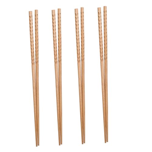 TOGEVAL 4 Paare Extra Lange Holz Essstäbchen Buche Hot Pot Stäbchen zum Braten Kochen Servieren Hitzebeständig Rutschfest für Familie Restaurant Hotel Schule Hotpot Einsatz von TOGEVAL