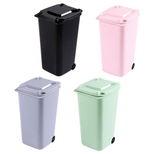 TOGEVAL 4 Stück Mini Desktop Abfalleimer Kunststoff Kompakter Leichter Abfallbehälter für Büro Küche Schlafzimmer Platzsparend Praktischer Mini Rubbish Bin Zufällige Farben von TOGEVAL