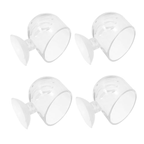 TOGEVAL 4 Stück Teiliges Aquarium Futterbecher Acryl Transparenter Fischfutterhalter und Tankwand Futterstation Geeignet für Süß Salzwasser Aquarien Wasserpflanzen setzbecher Verwendbar von TOGEVAL