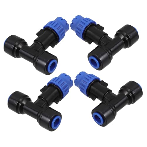 TOGEVAL 4 Stück Teiliges Bewässerungsschlauch Verbinder aus Kunststoff Fach Tropfbewässerung Adapter Schnelles Stecksystem Kompatibel mit PE Rohren Vielseitig Einsetzbar für Garten von TOGEVAL