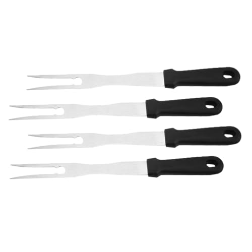 TOGEVAL 4 Stück Teiliges Edelstahl Barbecue Gabel Praktische Lange Grillgabeln mit Spitzem Ende Sicher und Rostfrei Geeignet für Gasgrill Restaurant Küche und Familien Grillabend von TOGEVAL