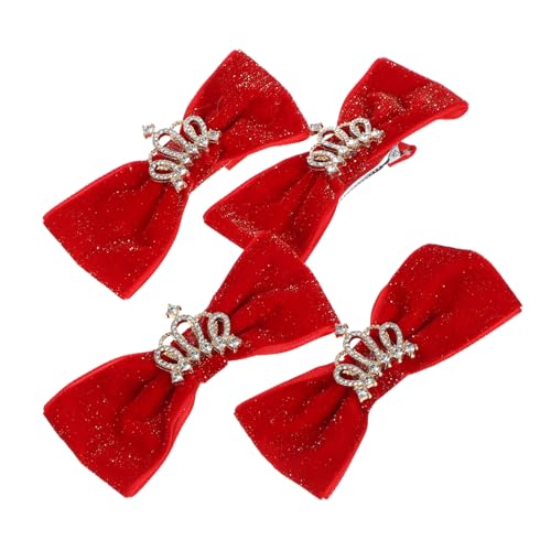 TOGEVAL 4 Stück Teiliges Haarschmuck Hunde Süße Haarklammern mit Krone und Schleife Sichere Clips für Welpen Langlebig für Hochzeiten Partys und Fotoshootings von TOGEVAL