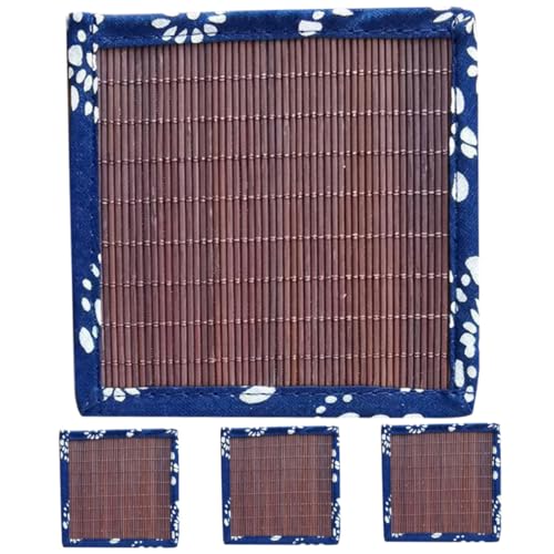 TOGEVAL 4 Stück Teiliges Holz Untersetzer Hitzebeständig rutschfest Vintage Tischmatten für Teetassen Hitzeisolierende Pads Schützende Tischdeko für Küche und Esszimmer von TOGEVAL