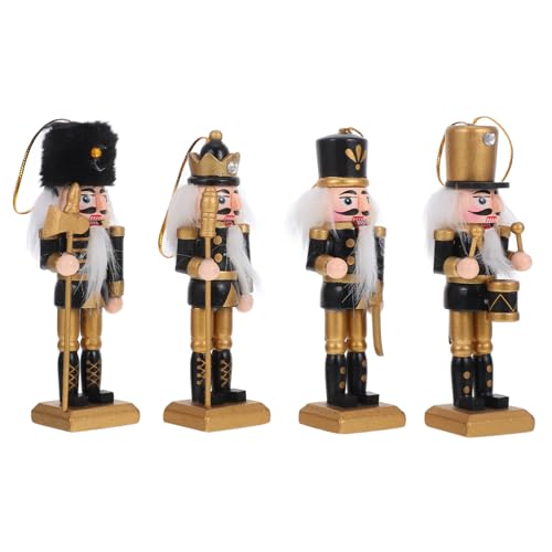 TOGEVAL 4 Stück Teiliges Holz Weihnachtsdeko Figuren Schwarz Gold Robuste Tischornamente für Weihnachtsfeier Dekorative Nutcracker Soldaten Festliche Party Schmuck TOGEVAL 4 Stück Teiliges Holz Weihnachtsdeko Figuren Schwarz Gold Robuste Tischornamente für Weihnachtsfeier Dekorative Nutcracker Soldaten Festliche Party Schmuck von TOGEVAL