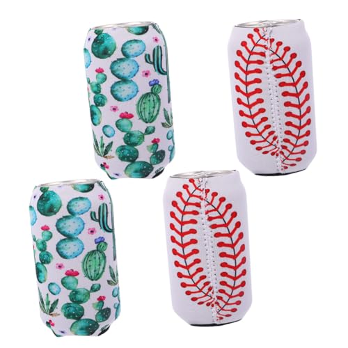 TOGEVAL 4 Stück Teiliges Neopren Dosenkühler Isolierte Bierdosenhüllen mit Modischem Muster Kühlt Getränke Gesundes Material für Sommerpartys und Outdoor einsatz von TOGEVAL