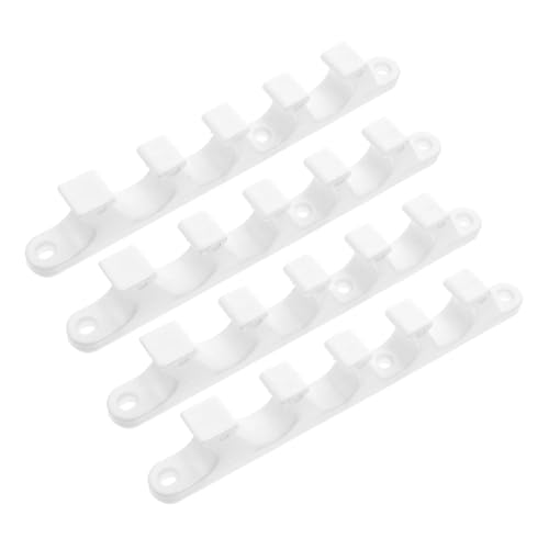 TOGEVAL 4 Stück Teiliges Weiße Verstellhalter für Klappliegen mit Fach Einstellbarem Haken Wetterfester Kunststoffversteller für Gartenstuhl Campingmöbel Outdoor Lounge und Liegestuhl von TOGEVAL