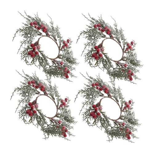 TOGEVAL 4 Stück Weihnachtskerzenring Dekor Advents Tisch Displayständer Saisonaler Kerzenhalter Adventsring Weihnachtskerzenkranz Kerzenkranzring Adventskranz Kunststoff Grün von TOGEVAL
