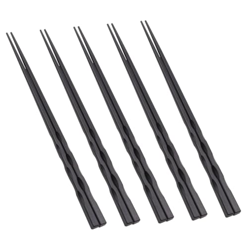 TOGEVAL 5 Paare Hitzebeständige Japanische Essstäbchen aus Robustem Legierungs Material mit Rutschfester Struktur Spülmaschinenfest Wiederverwendbar Geeignet für Sushi Familie Camping und von TOGEVAL