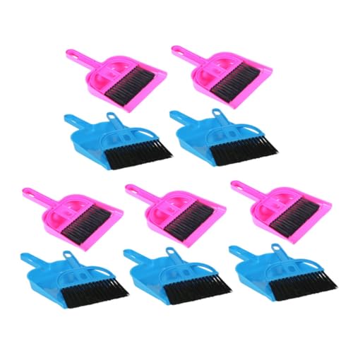 TOGEVAL 5 Sätze Mini Kehrblech und Besen in Candy-rosa und Blau Praktisches Käfig-reinigungsset für Hamster Meerschweinchen Kaninchen Igel und Reptilien Leichtes und Vielseitiges von TOGEVAL