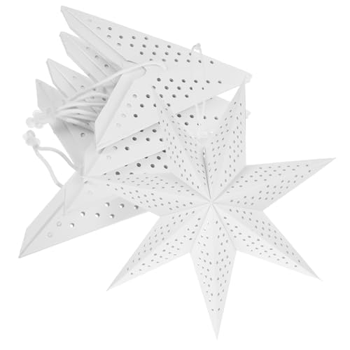 TOGEVAL 5 Stück Faltbare Papierlampenschirme Sternform Dekorative Hängelampen Lampenschirme aus Hochwertigem Papier Weiches Licht für Weihnachtsdeko Wohnzimmer und Schlafzimmer Geeignet von TOGEVAL