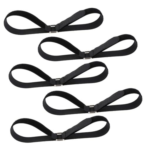 TOGEVAL 5 Stück Schwarze Nylonbänder mit Eisenverschluss Selbstklebend Verstellbar Aufbewahrungsgurt für Kabel Garage Organizer Packstrap von TOGEVAL