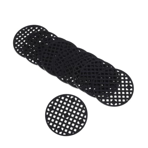 TOGEVAL 50 Stück Bonsai Topf Mesh Pads Atmungsaktive Kunststoff Drainagegitter Rund mit Löchern Bodenplatte für Blumentöpfe Verhindert Bodenaustritt und Wurzelfäule Schwarz Geeignet für von TOGEVAL