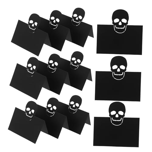 TOGEVAL 50 Stück Halloween Tischkarten mit Motiv Faltbare Platzkarten aus Hochwertigem Perlmutt Papier Strapazierfähig und Kompakt für Party Buffet und Bankett Dekoration von TOGEVAL