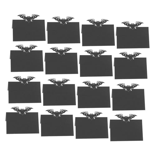 TOGEVAL 50 Stück Schwarze Fledermaus Sitzplatzkarten aus Papier Tischkarten mit Tischnummern für Hochzeitsfeiern Halloween Partys und Bankette Beschreibbar Praktisch und Dekorativ von TOGEVAL