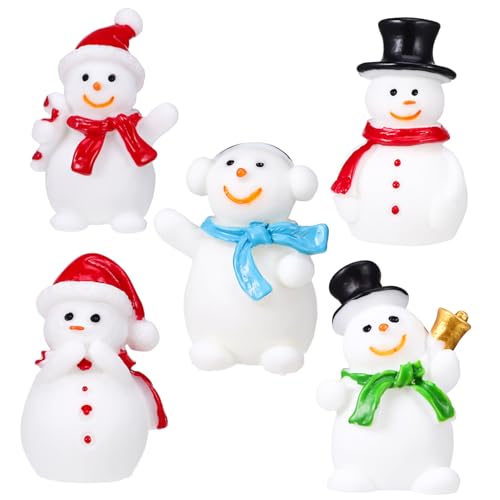TOGEVAL 50 Stück Teiliges Mini Schneemann Robustem Resin Verschiedene Stabile Weihnachtsdeko Figuren für Tisch Basteln und Festliche Dekoration zu Weihnachten von TOGEVAL