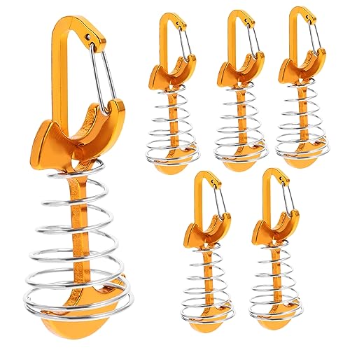 TOGEVAL 6 Sätze Zeltspikes Metall Einsätze Heringe Kerl Camping Schnalle Erdnagelpfähle Bodennagel mit Fischgräte Befestigung von Erdspießen Aluminiumlegierung Yellow von TOGEVAL
