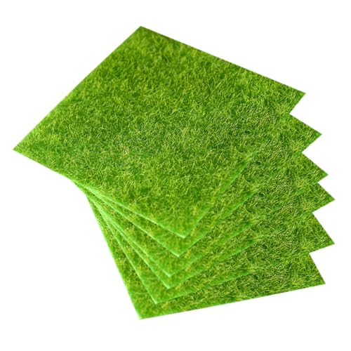 TOGEVAL 6 Stück Realistischer Teiliges Kunstrasen Grasmatten Strapazierfähig Vielseitig für Garten DIY Landschaft Außendeko Modellbau Terrassenteppich Draußen Natürliche Miniaturrasen von TOGEVAL
