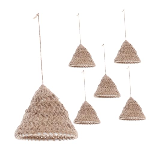 TOGEVAL 6 Stück Teiliges Boho Lampenschirm Handgewebtem Naturseil Nordischer Stil Vintage Pendelleuchte Lampenschirme für Wohnzimmer Schlafzimmer Esszimmer Warme Ambientebeleuchtung von TOGEVAL