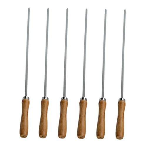 TOGEVAL 6 Stück Teiliges Edelstahl Grillgabel mit Ergonomischem Holzgriff Rostfrei Scharf und Langlebig für Fleisch Obst Mais und Bbq Praktisches Küchen und Outdoor Grillzubehör von TOGEVAL