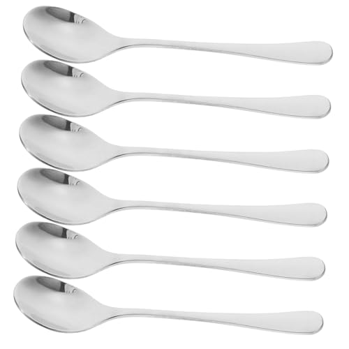 TOGEVAL 6 Stück Teiliges Edelstahl Suppelöffel mit Langem Dickem Griff Vielseitig für Speisen Kaffeerühren Dessert und Tägliche Anwendung Robust und Spülmaschinenfest für Küche und von TOGEVAL