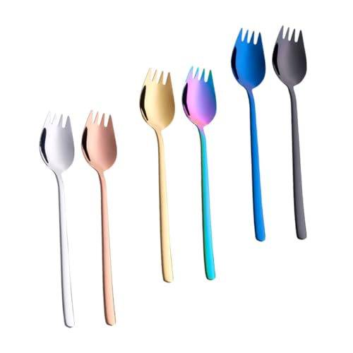 TOGEVAL 6 Stück Teiliges Langlebigen Sporks Vielseitige Löffel für Obst Desserts und Servieren Platzsparend und Wiederverwendbar von TOGEVAL